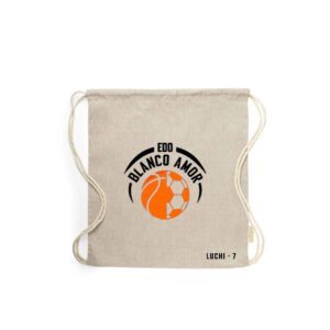 Mochila de Tela Modelo Balón Personalizada  - Blanco Amor